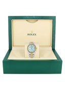 Diamond Gold Rolex Watch | Fluted Bezel | 31MM | Baby Blue Diamond Dial | Jubilee Band