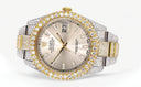 Diamond Iced Out Rolex Datejust 41 | 25 Carats Of Diamonds | Custom Dawn Pink Dial | Two Tone | Two Row | Oyster Band