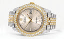 Diamond Iced Out Rolex Datejust 41 | 25 Carats Of Diamonds | Custom Dawn Pink Dial | Two Tone | Two Row | Jubilee Band