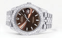 Womens Diamond Iced Out Rolex Datejust 41 | 25 Carats Of Diamonds | Morocco Brown Diamond Dial | Two Row | Jubilee Band