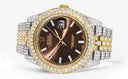 Womens Diamond Iced Out Rolex Datejust 41 | 25 Carats Of Diamonds | Custom Morocco Brown Dial | Two Tone | Two Row | Jubilee Band