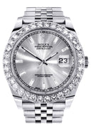 Rolex Datejust II Watch | 41 MM | Custom Silver Baguette Diamond Dial | Jubilee Band
