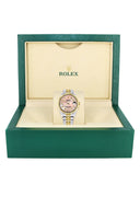 Diamond Gold Rolex Watch | Fluted Bezel | 31MM | Pink Mother of Pearl Diamond Dial | Jubilee Band