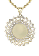 10K Yellow Gold Chain & Cz Baguette Round Picture Pendant | Appx. 25 Grams