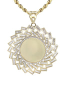 10K Yellow Gold Chain & Cz Baguette Round Picture Pendant | Appx. 25 Grams