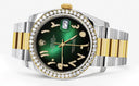 New Style | Gold & Steel Rolex Datejust Watch | 36Mm | Green Black Arabic Diamond Dial | Oyster Band