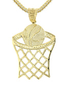 10K Yellow Gold Franco Chain & Gold Basketball Pendant | Appx. 14.7 Grams