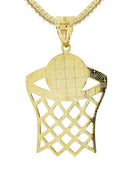 10K Yellow Gold Franco Chain & Gold Basketball Pendant | Appx. 14.7 Grams