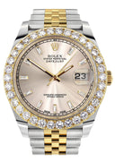 Rolex Datejust II Watch | 41 MM | 18K Yellow Gold & Stainless Steel | Custom Crème Baguette Diamond Dial | Jubilee Band