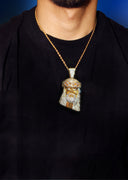 Mens Gold Plated Rope Chain & Jesus Piece Chain | Appx. 88.8 Grams