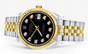 Diamond Gold Rolex Watch | Fluted Bezel | 31MM | Black Diamond Dial | Jubilee Band