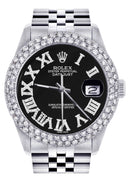 Womens Rolex Datejust Watch 16200 | 36Mm | Black Roman Numeral Dial | Two Row 4.25 Carat Bezel | Jubilee Band