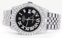Iced Out Rolex Datejust 36 MM | Stainless Steel | 10 Carats of Diamonds | Black Roman Diamond Dial | Jubilee Band