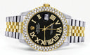 Diamond Gold Rolex Watch For Women 16233 | 36Mm | Black Roman Dial | Two Row 4.25 Carat Bezel | Jubilee Band