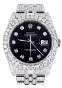 Iced Out Rolex Datejust 36 MM | Stainless Steel | 16.5 Carats of Diamonds | Black Dial | Jubilee Band | Model 116200