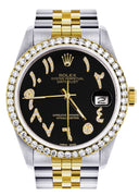 Gold & Steel Rolex Datejust Watch 16233 for Men  | 36Mm | Black Arabic Diamond Dial | Jubilee Band