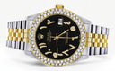 Diamond Gold Rolex Watch For Men 16233 | 36Mm | Black Arabic Diamond Dial | Two Row 4.25 Carat Bezel | Jubilee Band