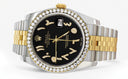 New Style | Hidden Clasp | Gold & Steel Rolex Datejust Watch | 36Mm | Black Arabic Diamond Dial | Jubilee Band