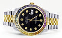 Diamond Gold Rolex Watch For Men 16233 | 36Mm | Rainbow Sapphire Bezel | Black Dial | Jubilee Band