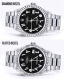 Diamond Mens  Rolex Datejust Watch 16200 | 36Mm | Black Arabic Diamond Dial | Oyster Band