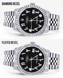 Diamond Mens Rolex Datejust Watch 16200 | 36Mm | Black Arabic Diamond Dial | Jubilee Band