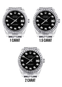 Diamond Rolex Watch | Diamond Bezel | 31MM | Black Diamond Dial | Jubilee Band