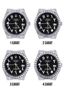 New Style | Hidden Clasp | Diamond Rolex Datejust Watch | 36Mm | Black Arabic Diamond Dial | Jubilee Band
