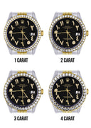 New Style | Hidden Clasp | Gold & Steel Rolex Datejust Watch | 36Mm | Black Arabic Diamond Dial | Jubilee Band