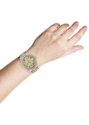 Womens Diamond Gold Rolex Watch 16233 | 36Mm | Custom Green Arabic Full Diamond Dial | Jubilee Band