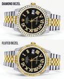 Gold & Steel Rolex Datejust Watch 16233 for Men | 36Mm | Black Roman Dial | Jubilee Band