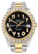 Rolex Datejust II Watch | 41 MM | 18K Yellow Gold & Stainless Steel | Custom Black Arabic Dial | Oyster Band