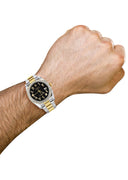 New Style | Gold & Steel Rolex Datejust Watch | 36Mm | Black Arabic Diamond Dial | Oyster Band