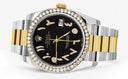 New Style | Gold & Steel Rolex Datejust Watch | 36Mm | Black Arabic Diamond Dial | Oyster Band