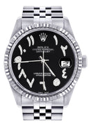Mens Rolex Datejust Watch 16200  | 36Mm | Black Arabic Dial | Jubilee Band