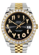 Rolex Datejust II Watch | 41 MM | 18K Yellow Gold & Stainless Steel | Custom Black Arabic Dial | Jubilee Band