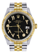 Mens Rolex Datejust Watch 16233 Two Tone | 36Mm | Black Arabic Dial | Jubilee Band