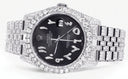 Iced Out Rolex Datejust 36 MM | Stainless Steel | 16.5 Carats of Diamonds | Graphite Arabic Diamond Dial | Jubilee Band | Model 116200