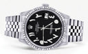 Mens Rolex Datejust Watch 16200  | 36Mm | Black Arabic Dial | Jubilee Band