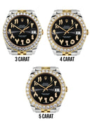 Rolex Datejust II Watch | 41 MM | 18K Yellow Gold & Stainless Steel | Custom Black Arabic Dial | Jubilee Band