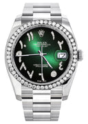 New Style | Rolex Datejust Watch | 36Mm | Green Black Arabic Dial | Oyster Band