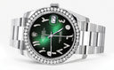 New Style | Rolex Datejust Watch | 36Mm | Green Black Arabic Dial | Oyster Band