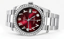 New Style | Rolex Datejust Watch | 36Mm | Red Black Arabic Dial | Oyster Band