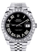 Rolex Datejust II Watch | 41 MM | Custom Black Roman Diamond Dial | Jubilee Band