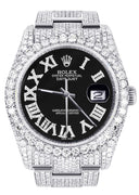 Iced Out Rolex Datejust 36 MM | Stainless Steel | 10 Carats of Diamonds | Black Roman Diamond Dial | Oyster Band