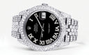 Womens Diamond Iced Out Rolex Datejust 41 | 25 Carats Of Diamonds | Custom Black Roman Numeral Diamond Dial | Two Row | Jubilee Band