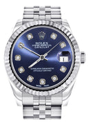 Diamond Rolex Watch | Fluted Bezel | 31MM | Blue Diamond Dial | Jubilee Band