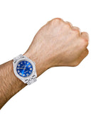 Diamond Iced Out Rolex Datejust 41 | 25 Carats Of Diamonds | Custom Blue Roman Numeral Diamond Dial | Two Row | Jubilee Band