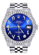 Womens Rolex Datejust Watch 16200 | 36Mm | Royal Blue Arabic Diamond Dial | Two Row 4.25 Carat Bezel | Jubilee Band