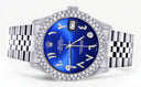 Mens Rolex Datejust Watch 16200 | 36Mm | Royal Blue Arabic Diamond Dial | Two Row 4.25 Carat Bezel | Jubilee Band