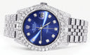 Iced Out Rolex Datejust 36 MM | Stainless Steel | 16.5 Carats of Diamonds | Blue Diamond Dial | Jubilee Band | Model 116200